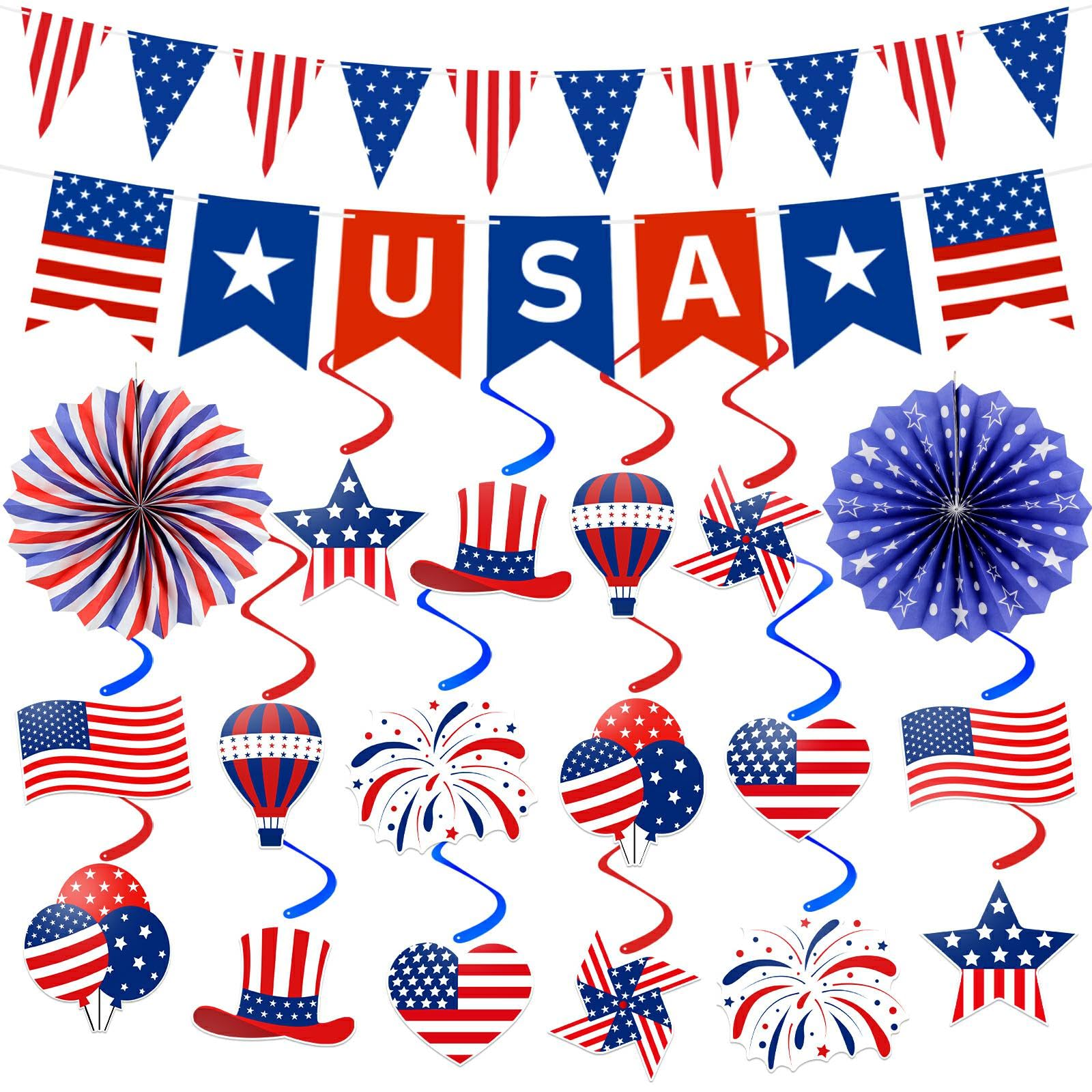 Hanging Decorations Manufacturer - Patriotic Hanging Swirls & Banners Set