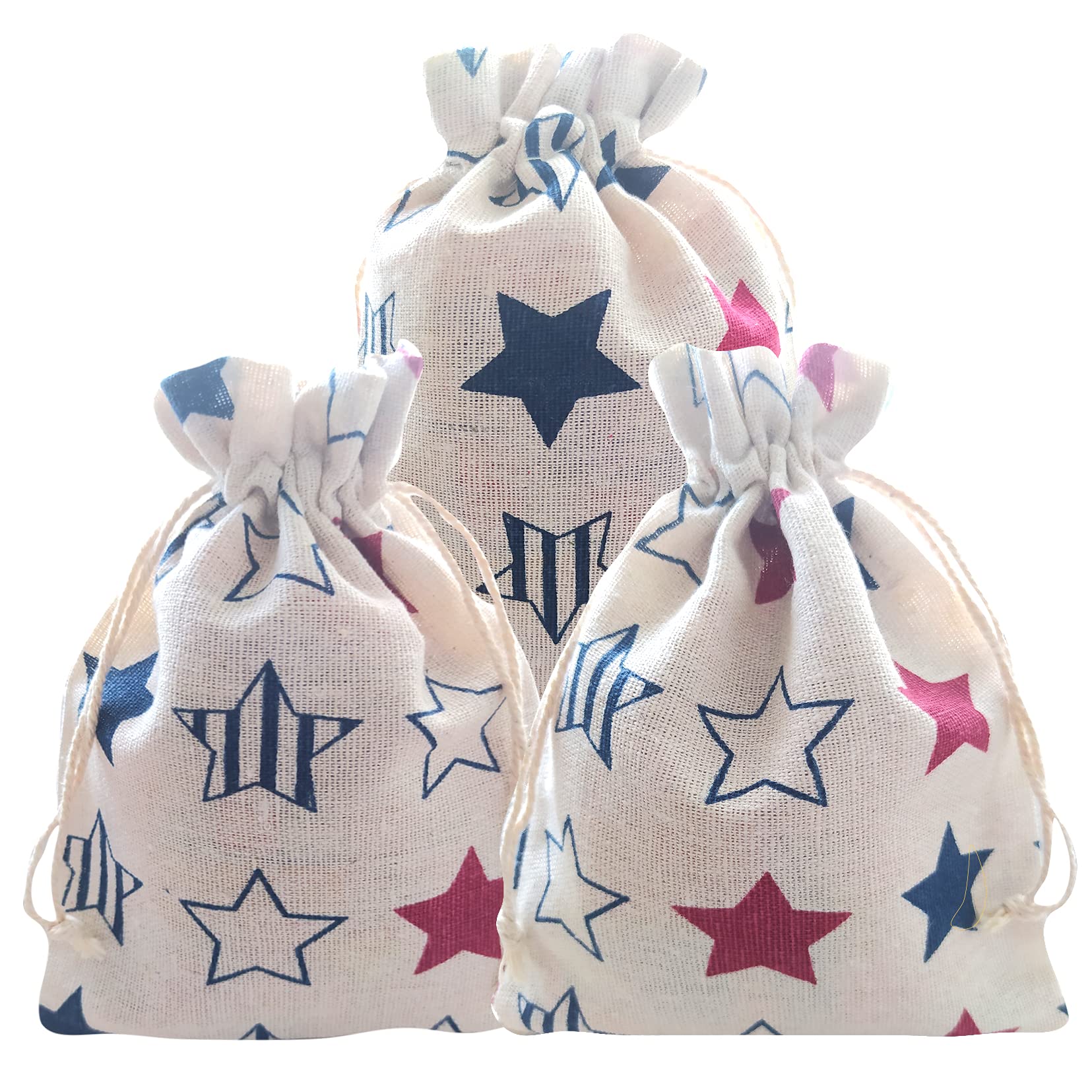 Custom Drawstring Bags Wholesale - Patriotic Star 4th of July Gift Bags
