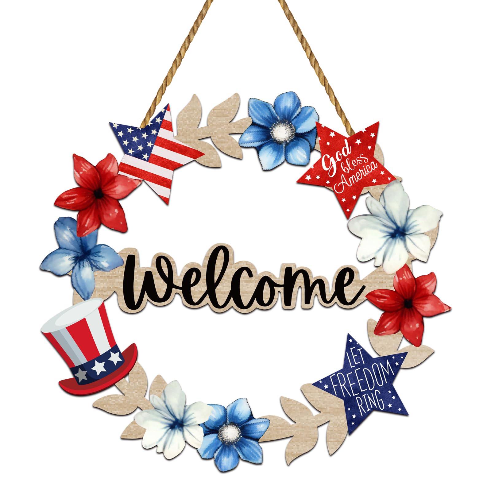 Custom Door Wreath Supplier - Patriotic 4th of July Welcome Wreath