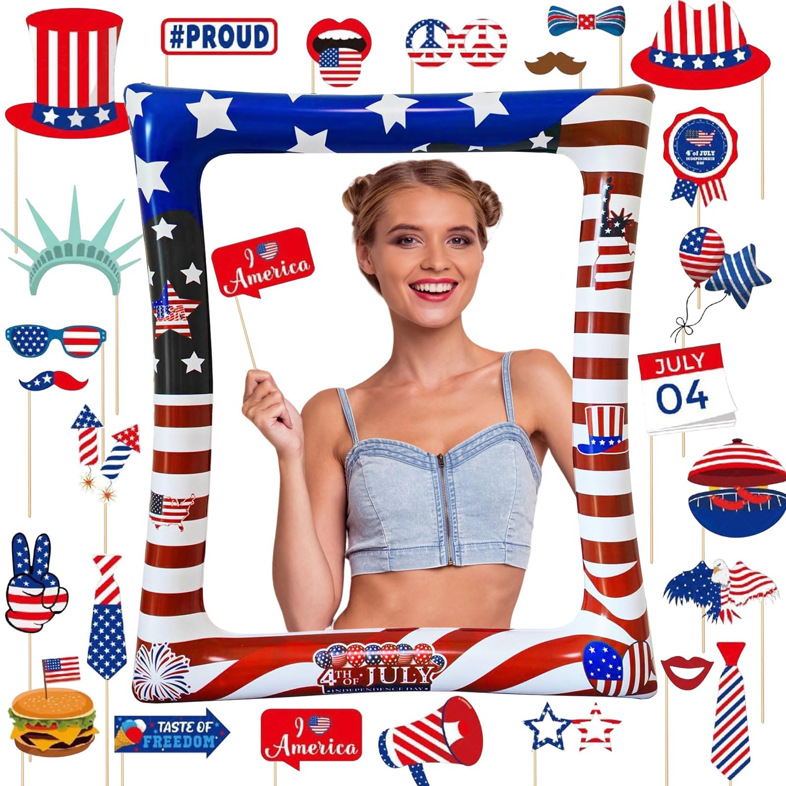 Custom Photo Booth Supplier - Patriotic Inflatable Frame with Props