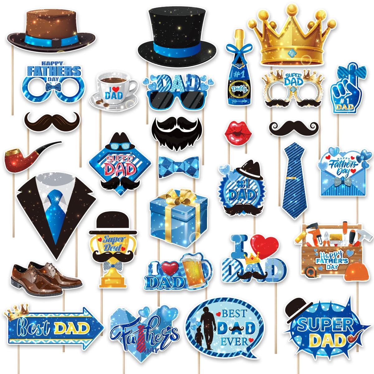 Custom Photo Booth Props - Funny Father's Day Party Accessories