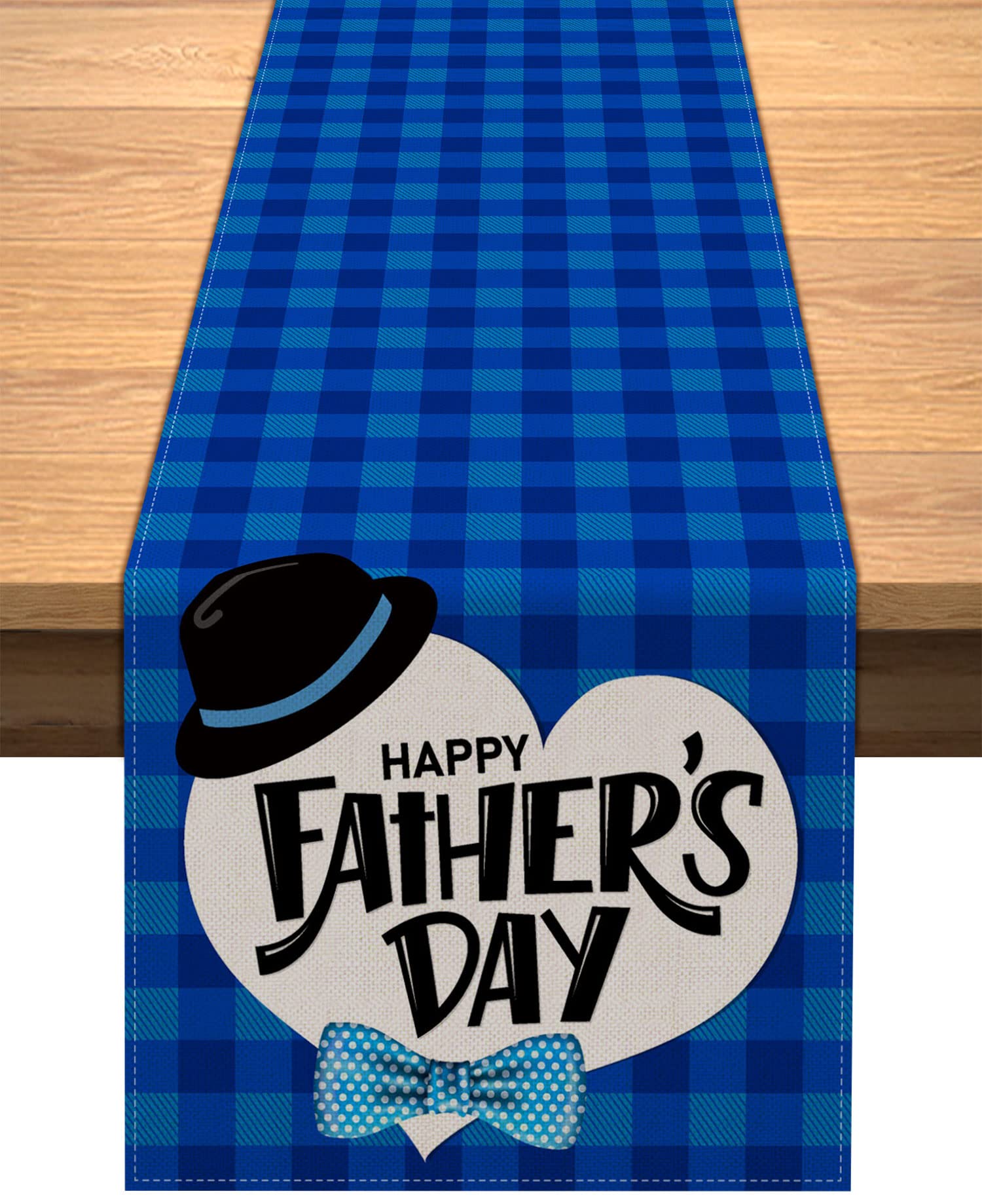 Custom Table Runner - Father's Day Plaid Best Dad Celebration