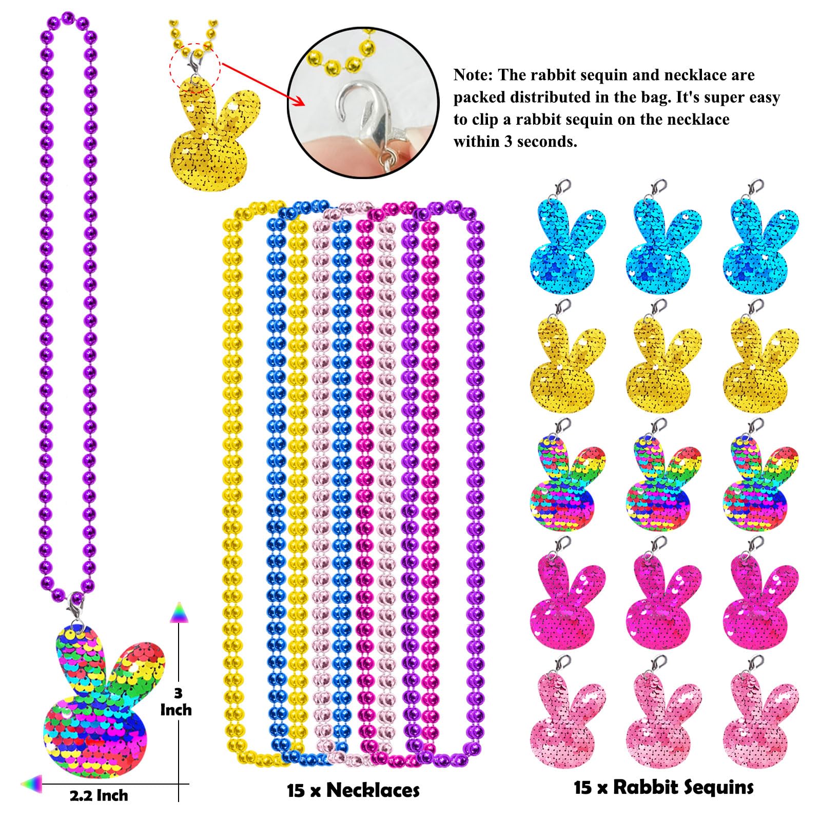 Custom Sequin Necklace - Reversible Easter Bunny Party Favors - Image 2