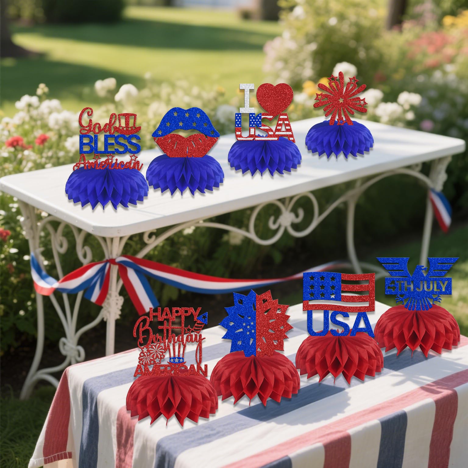 Honeycomb Centerpieces Manufacturer - 4th of July Patriotic Table Decorations - Image 2
