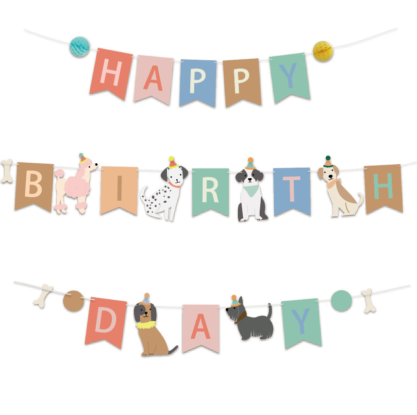 OEM Dog Birthday Banner Wholesale Supplier - Cute Puppy Happy Birthday Party Garland - Image 6