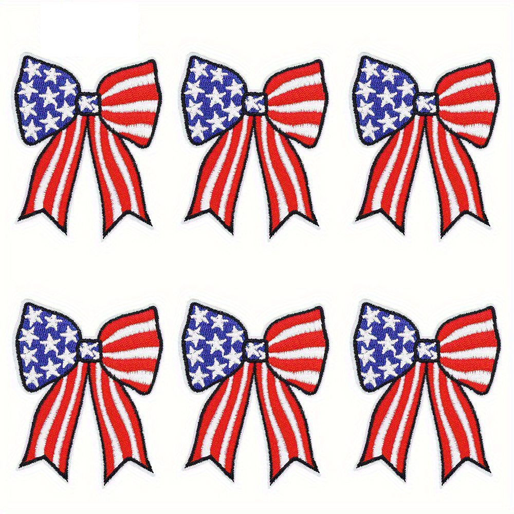 Embroidery Patches Wholesale Supplier - Patriotic Bow Iron On Embroidered Appliques