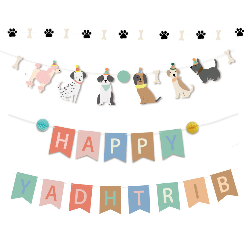 OEM Dog Birthday Banner Wholesale Supplier - Cute Puppy Happy Birthday Party Garland - Image 5
