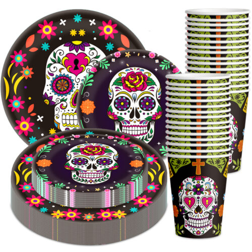 Dia de los Muertos Skull Party Disposable Dinnerware Set