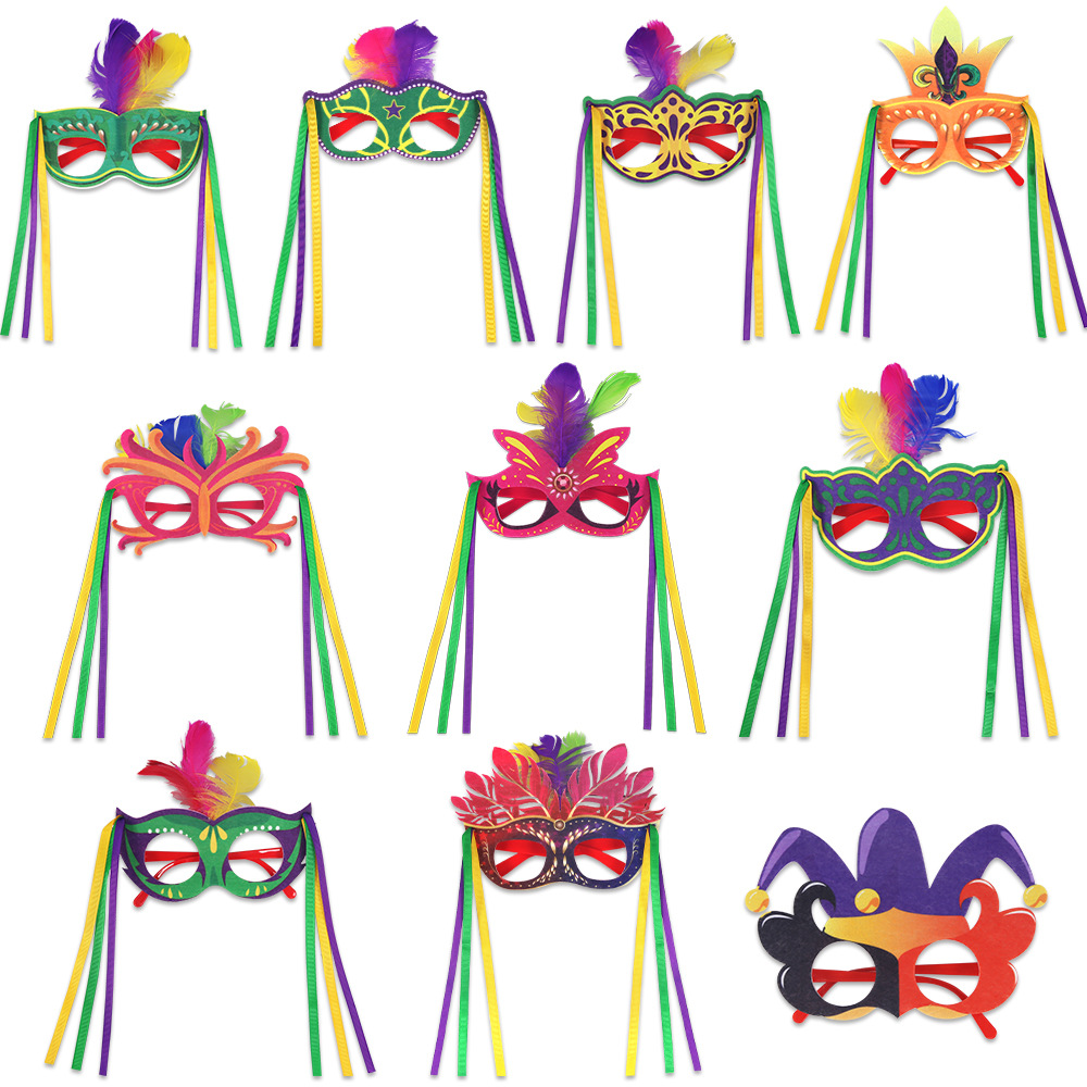 Carnival Party Glasses Wholesale - Mardi Gras Feather Masquerade Eyewear