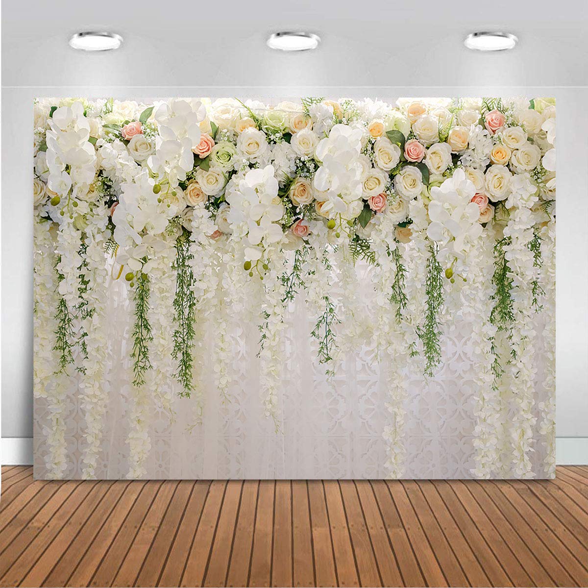 Floral Backdrop Manufacturer - White Rose Wedding Floral Wall