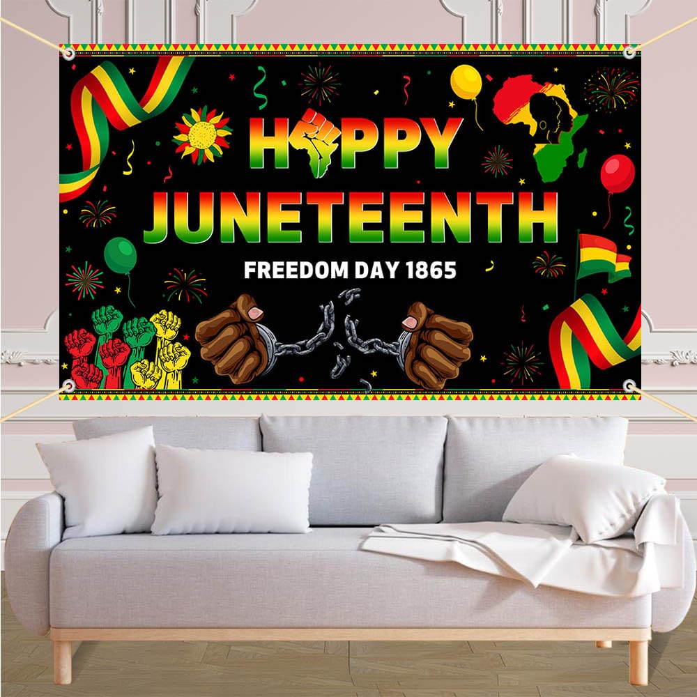Custom Backdrop Manufacturer - Happy Juneteenth Freedom Day Backdrop Banner - Image 2