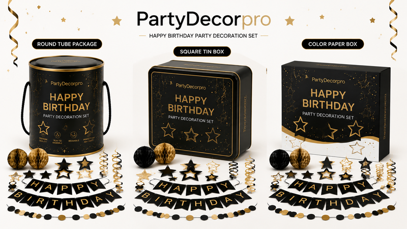B2B customizable honeycomb paper decorations in round, square, and box packaging for festive displays