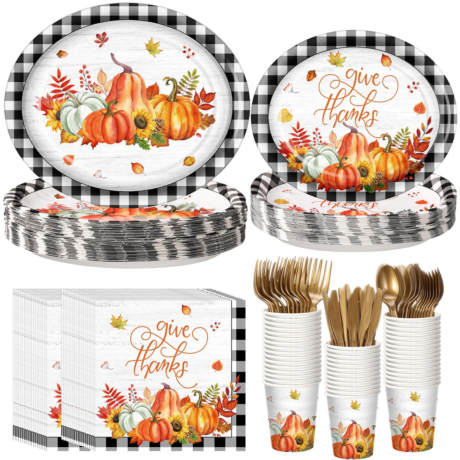 Disposable Tableware Wholesale - Fall Harvest Pumpkin Thanksgiving Set - Image 2