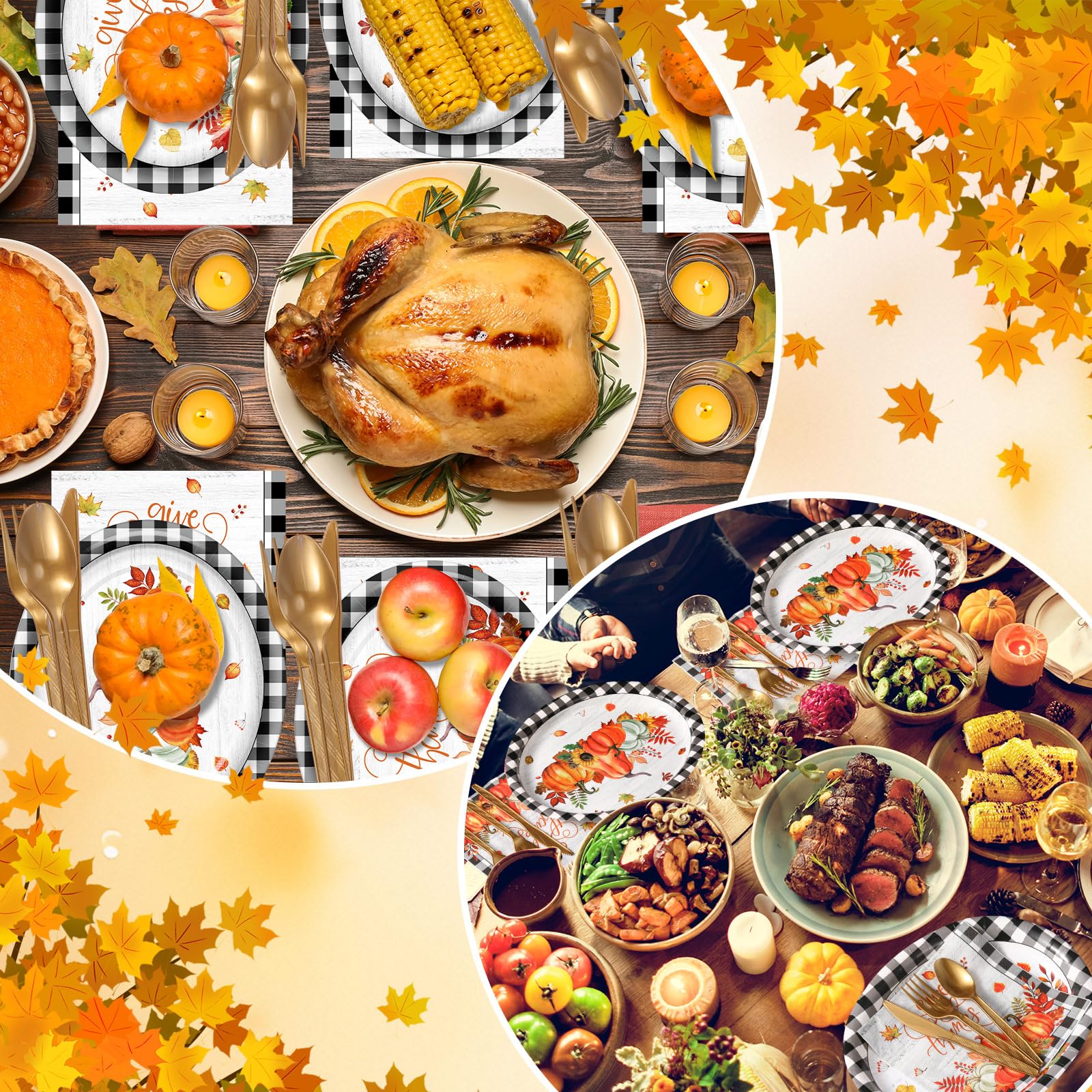 Disposable Tableware Wholesale - Fall Harvest Pumpkin Thanksgiving Set - Image 4