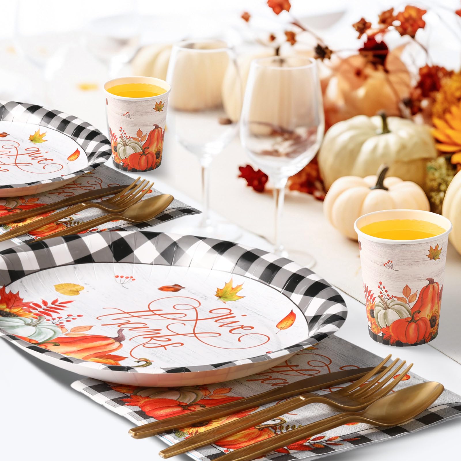Disposable Tableware Wholesale - Fall Harvest Pumpkin Thanksgiving Set - Image 5
