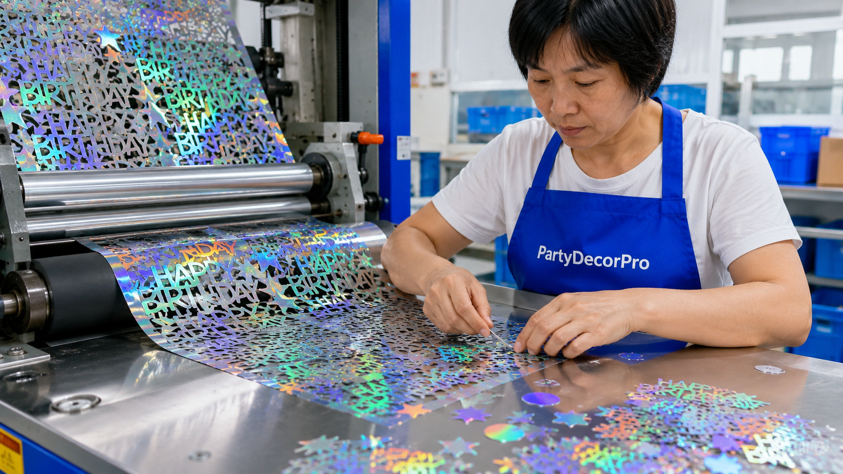happy birthday with confetti Manufacturing Process