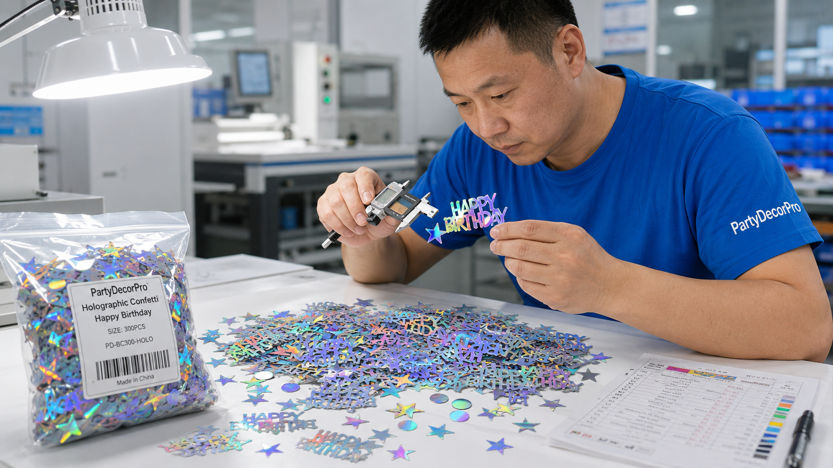 happy birthday with confetti Manufacturing Process
