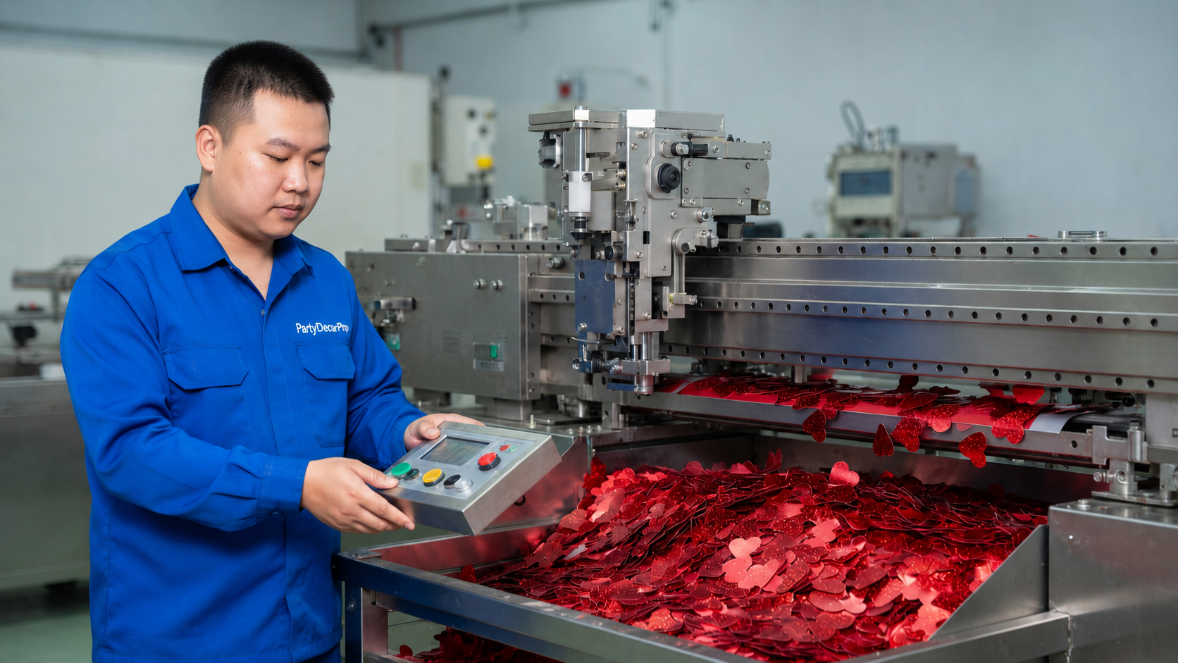 red confetti Manufacturing Process 
