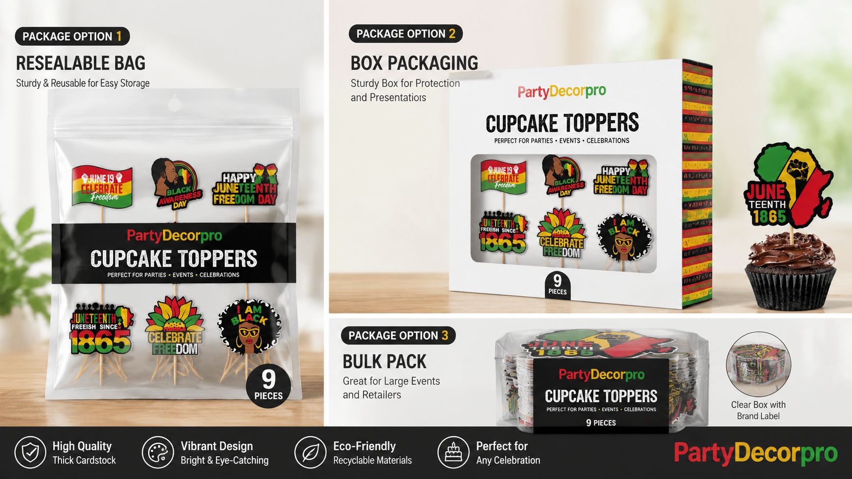 Chocolate cupcake topper packaging with diverse holiday-themed designs, customizable to showcase your brand.