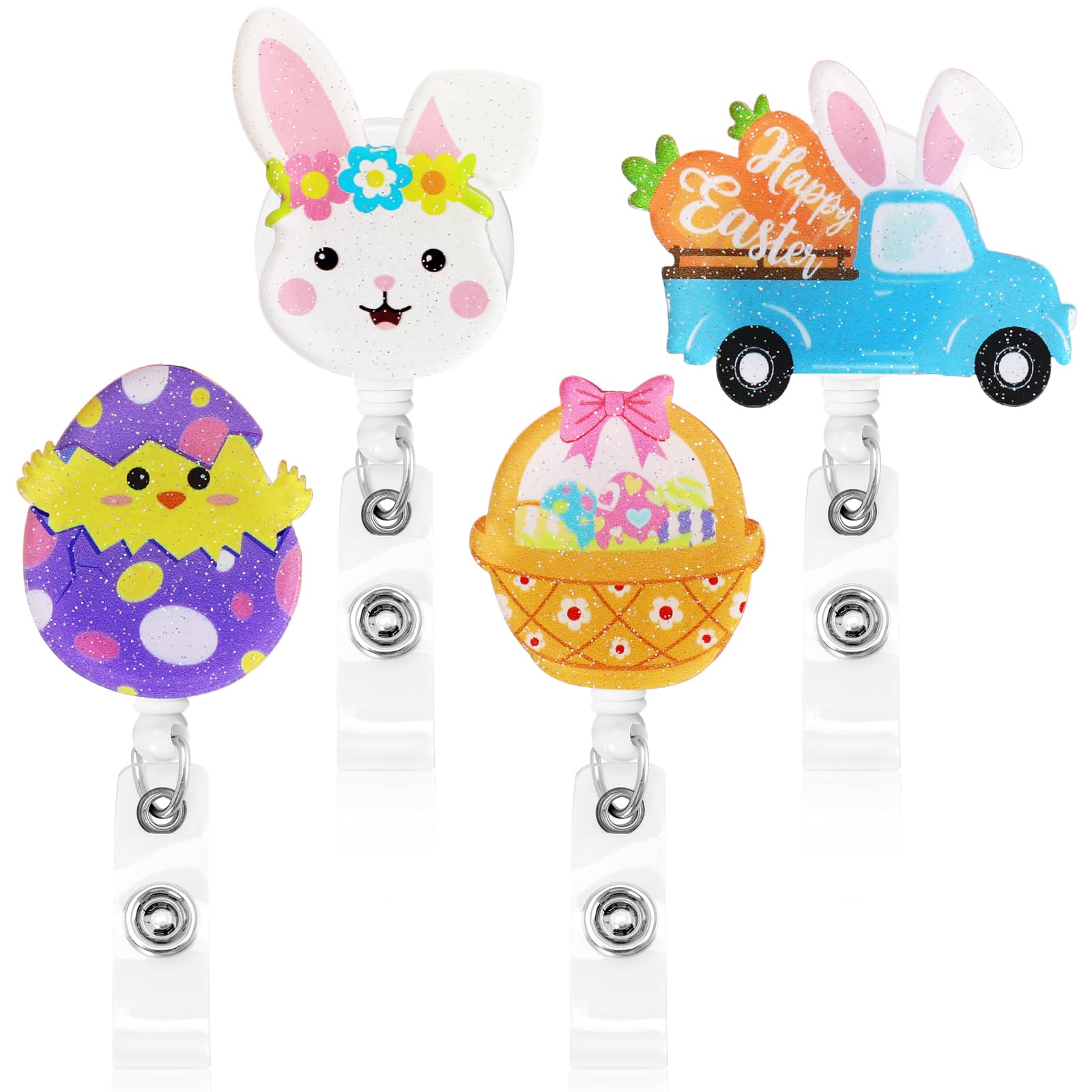 Custom Badge Holder Supplier - Easter Glitter Retractable Nurse Badge Reels