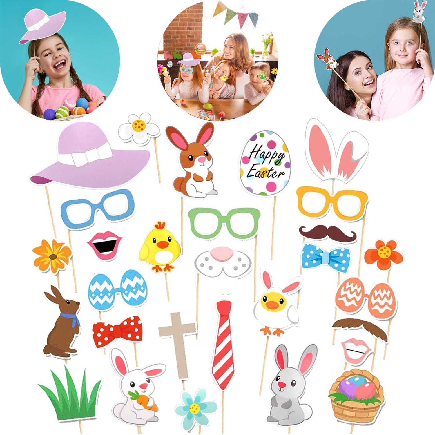Photo Booth Props Manufacturer - Easter DIY Photo Props Kit with Sticks