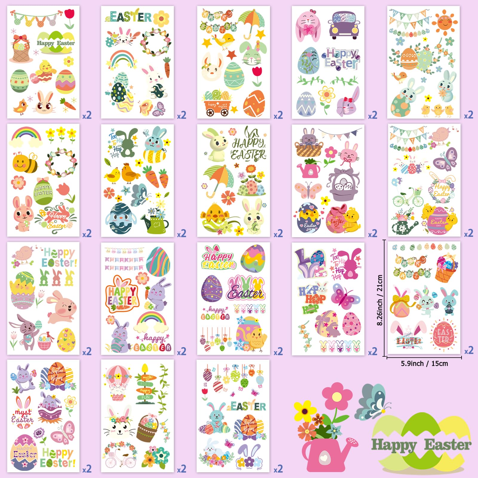 OEM Temporary Tattoos - Waterproof Easter Bunny & Egg Fake Tattoos for Party Favors - Image 6