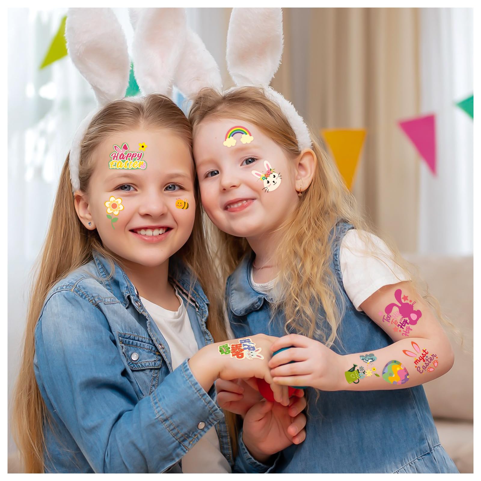 OEM Temporary Tattoos - Waterproof Easter Bunny & Egg Fake Tattoos for Party Favors - Image 4