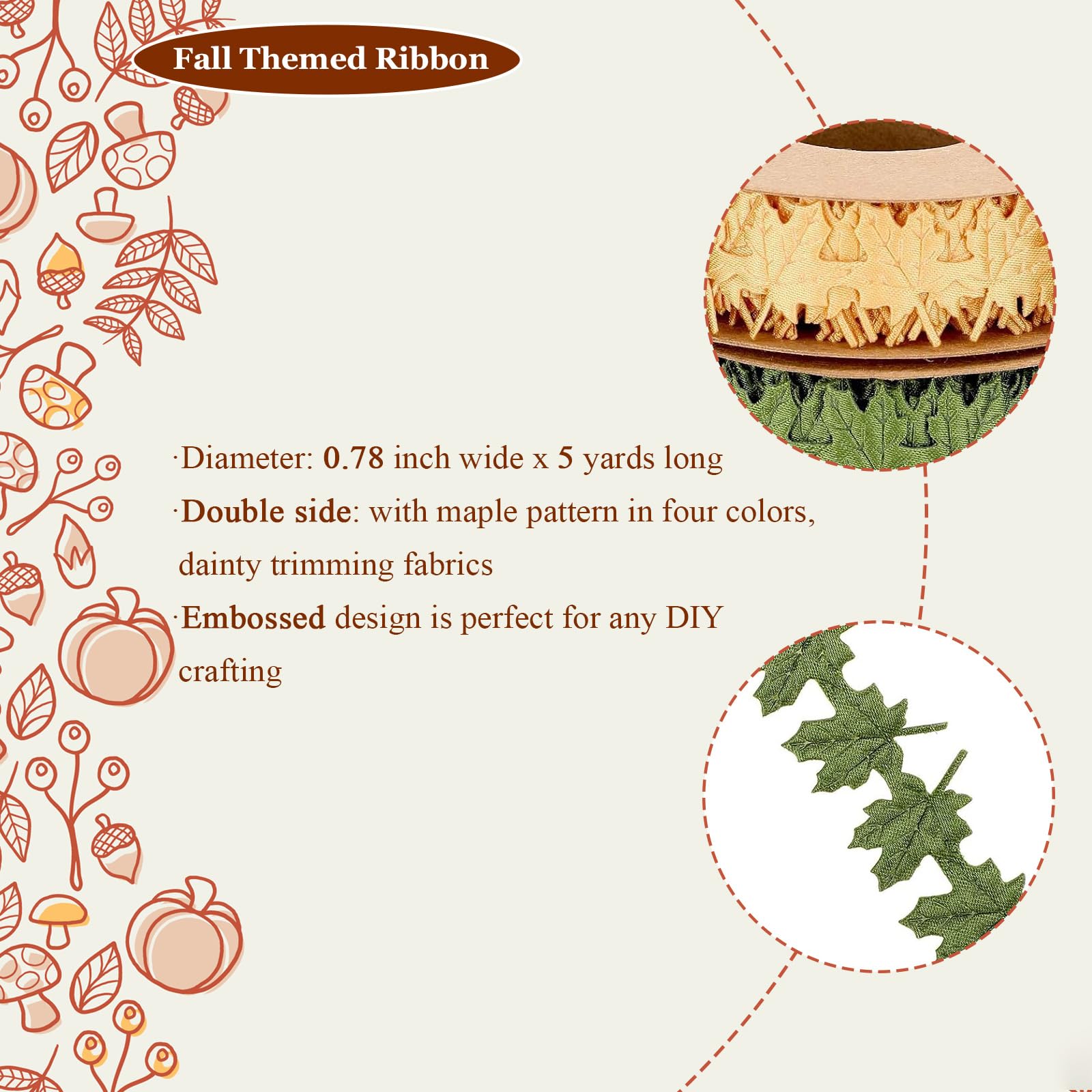 Ribbon Manufacturer - Thanksgiving Maple Leaf Ribbon Garland - Image 4