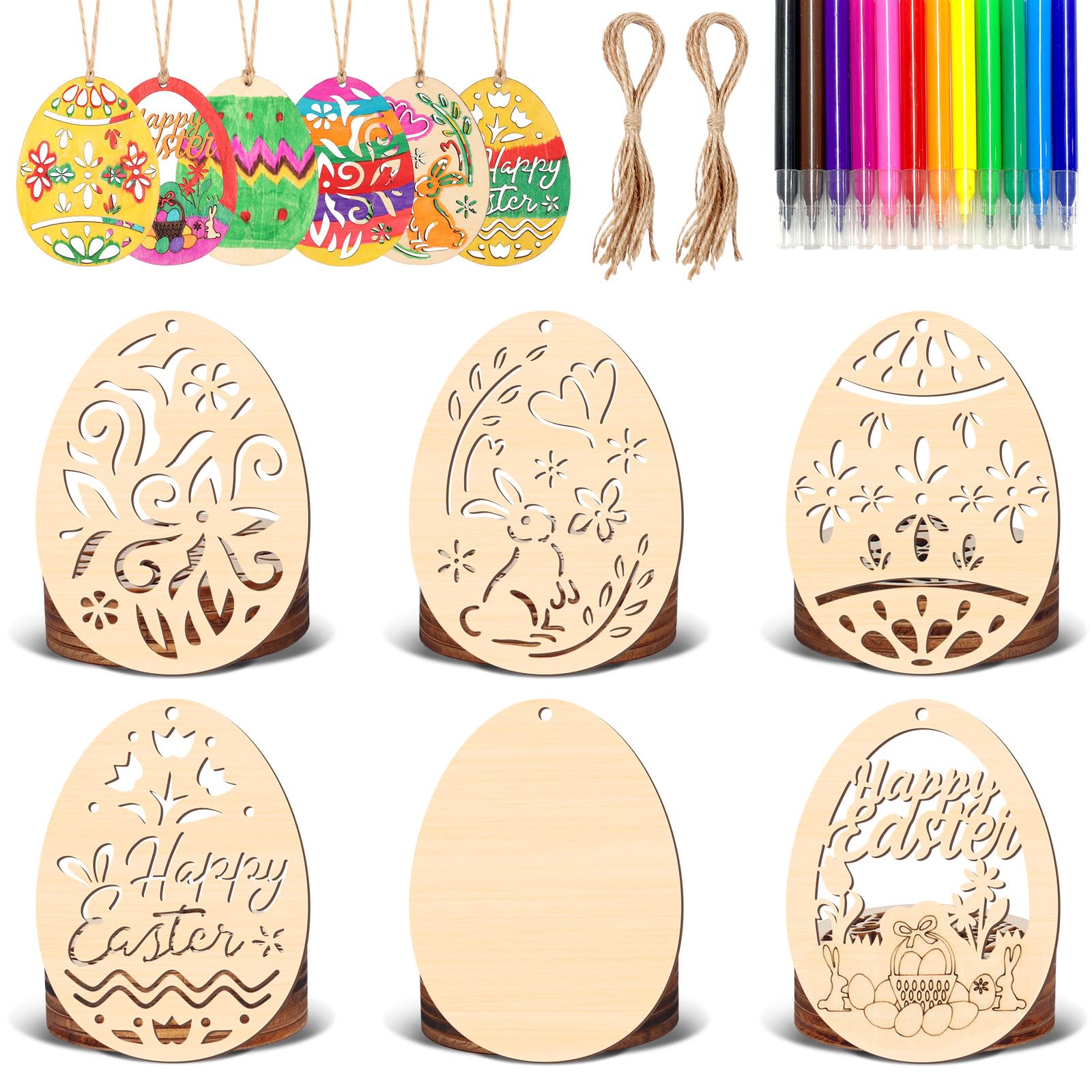 Wholesale Wooden Ornaments - DIY Easter Egg Hanging Crafts