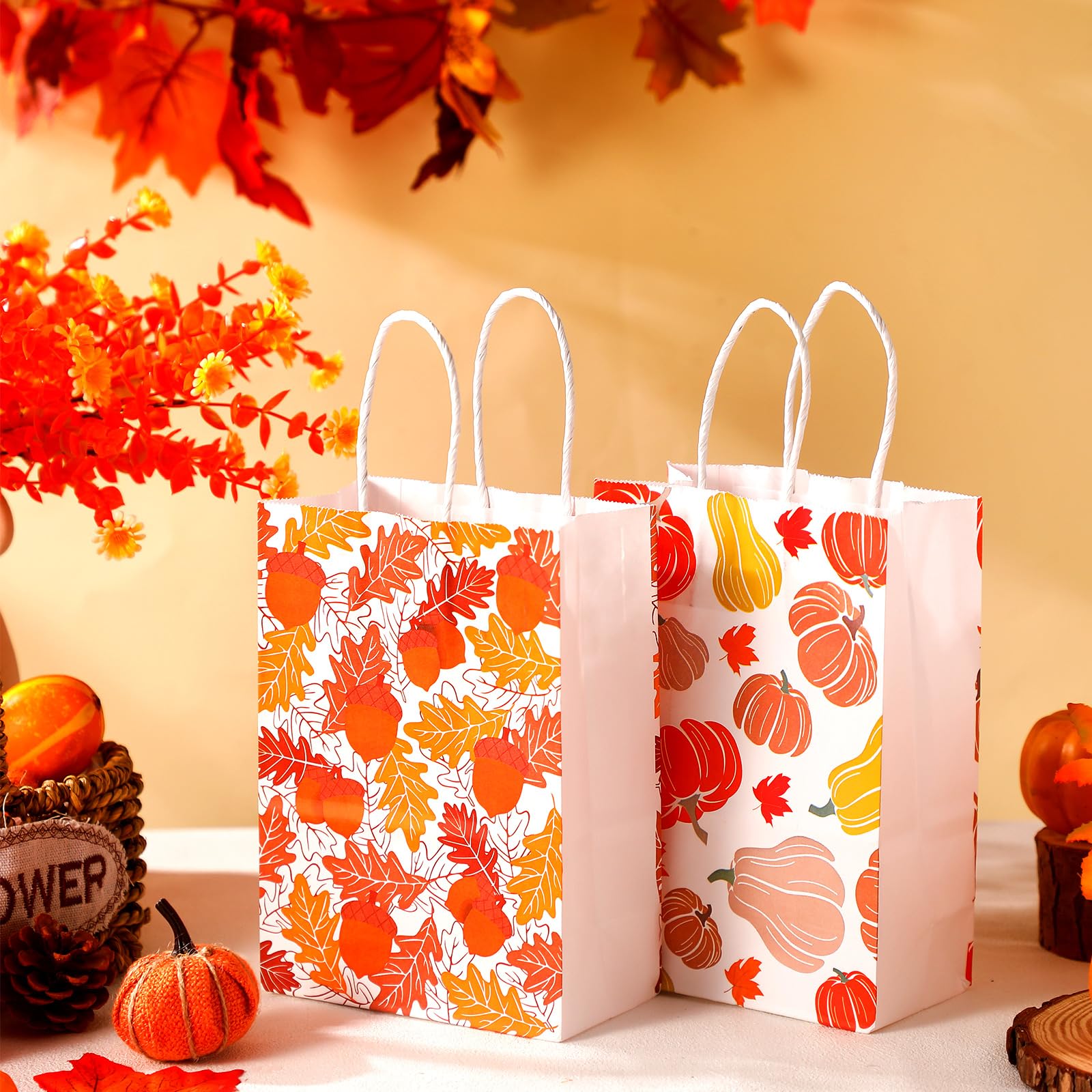 Custom Kraft Gift Bags - Thanksgiving Goodie Bags with Handles - Image 3