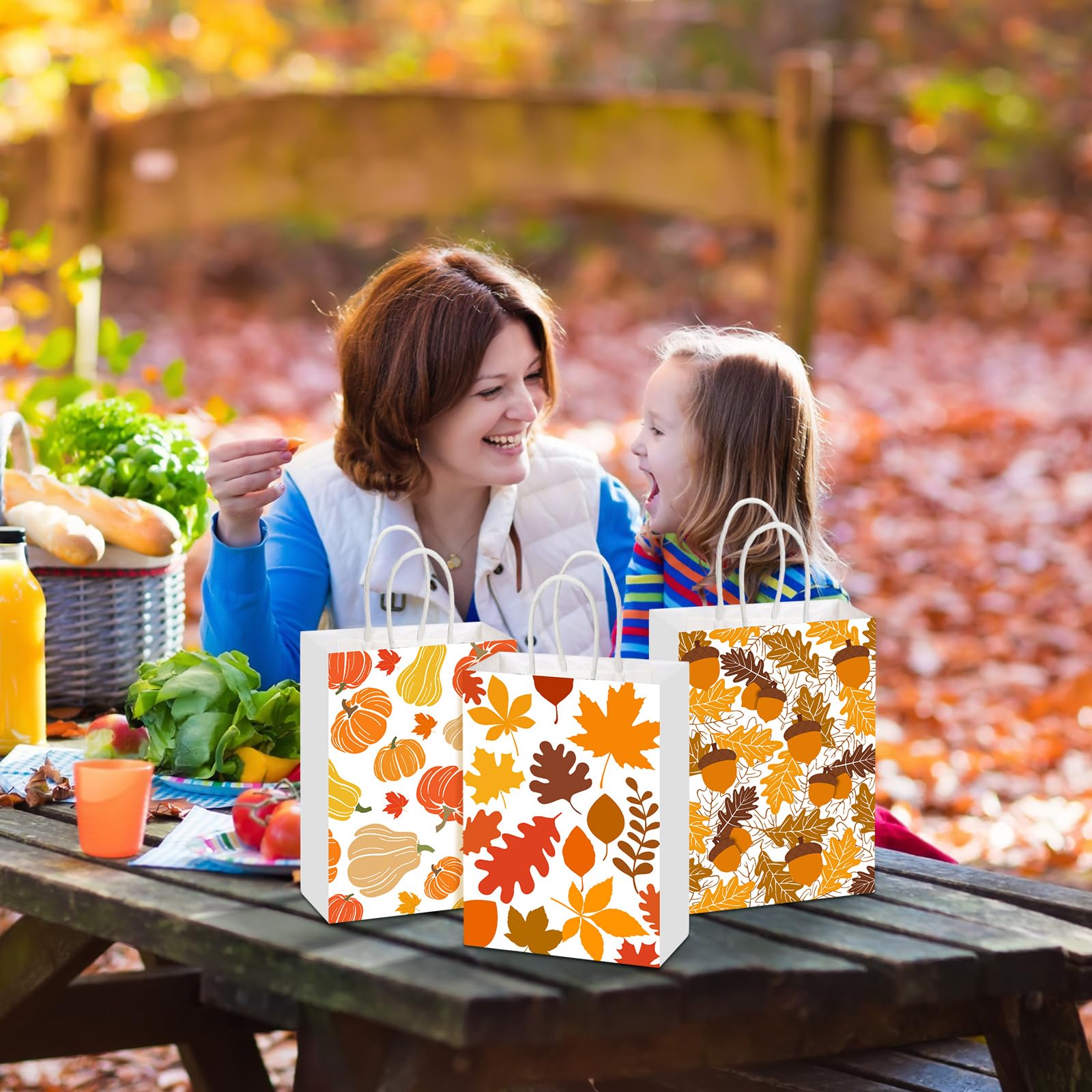 Custom Kraft Gift Bags - Thanksgiving Goodie Bags with Handles - Image 5