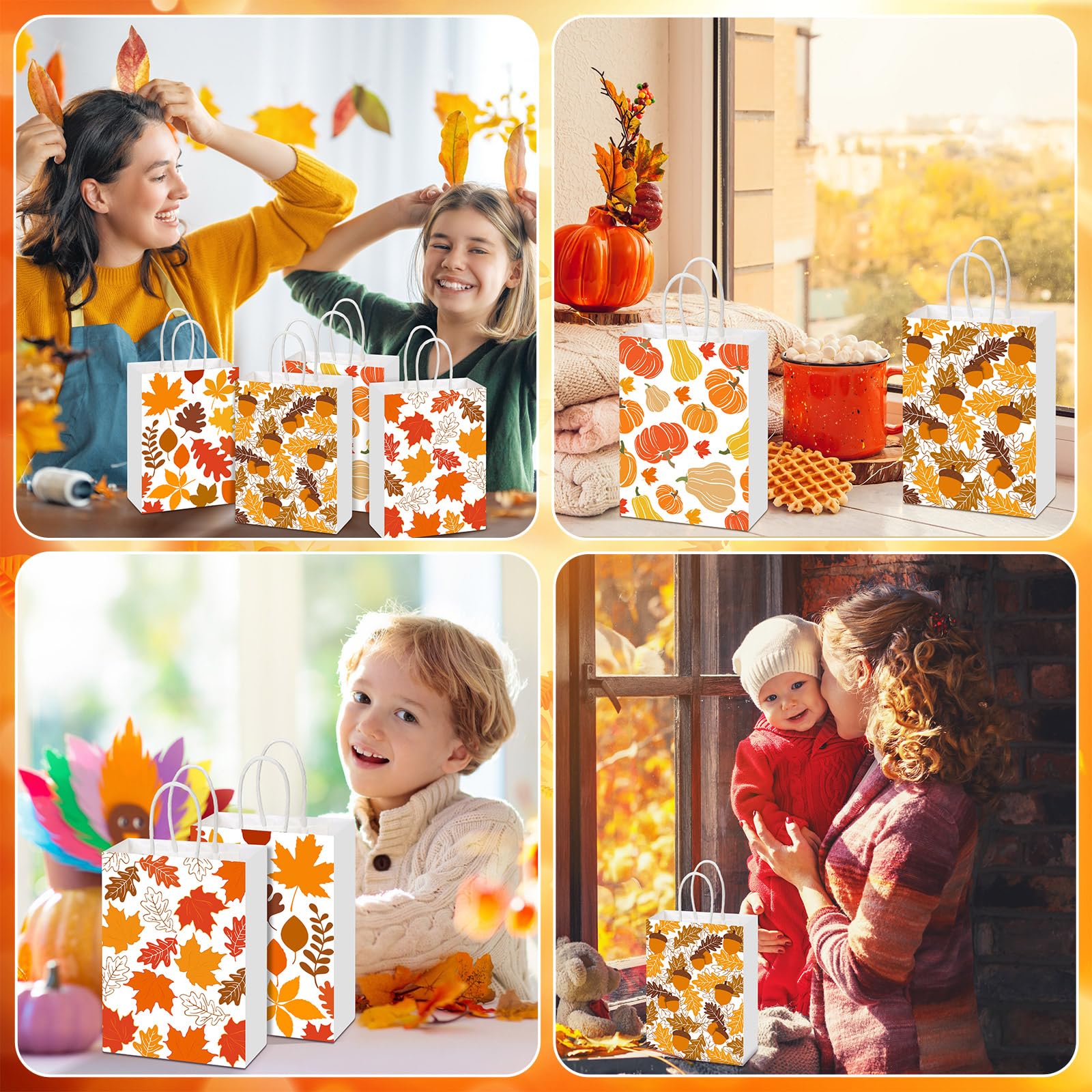 Custom Kraft Gift Bags - Thanksgiving Goodie Bags with Handles - Image 2