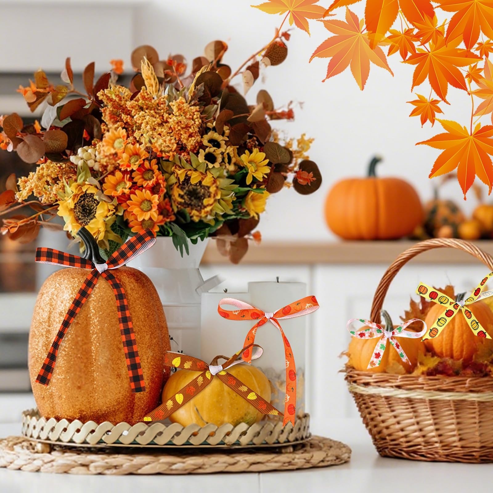 Wholesale Grosgrain Ribbon - Fall Thanksgiving Autumn Grosgrain Set - Image 4