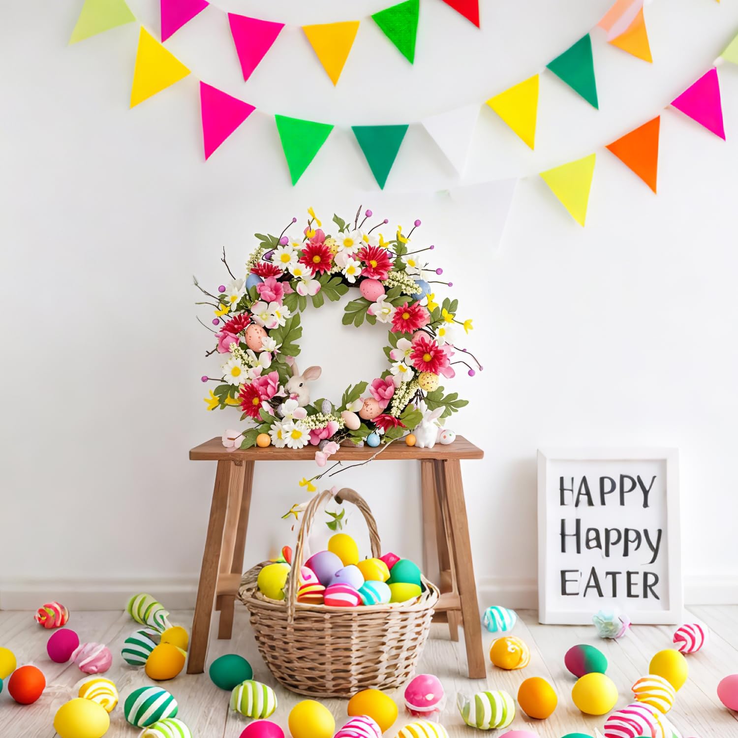 Wreath Supplier - Easter Bunny Door Wreath with Foldable Design - Image 8