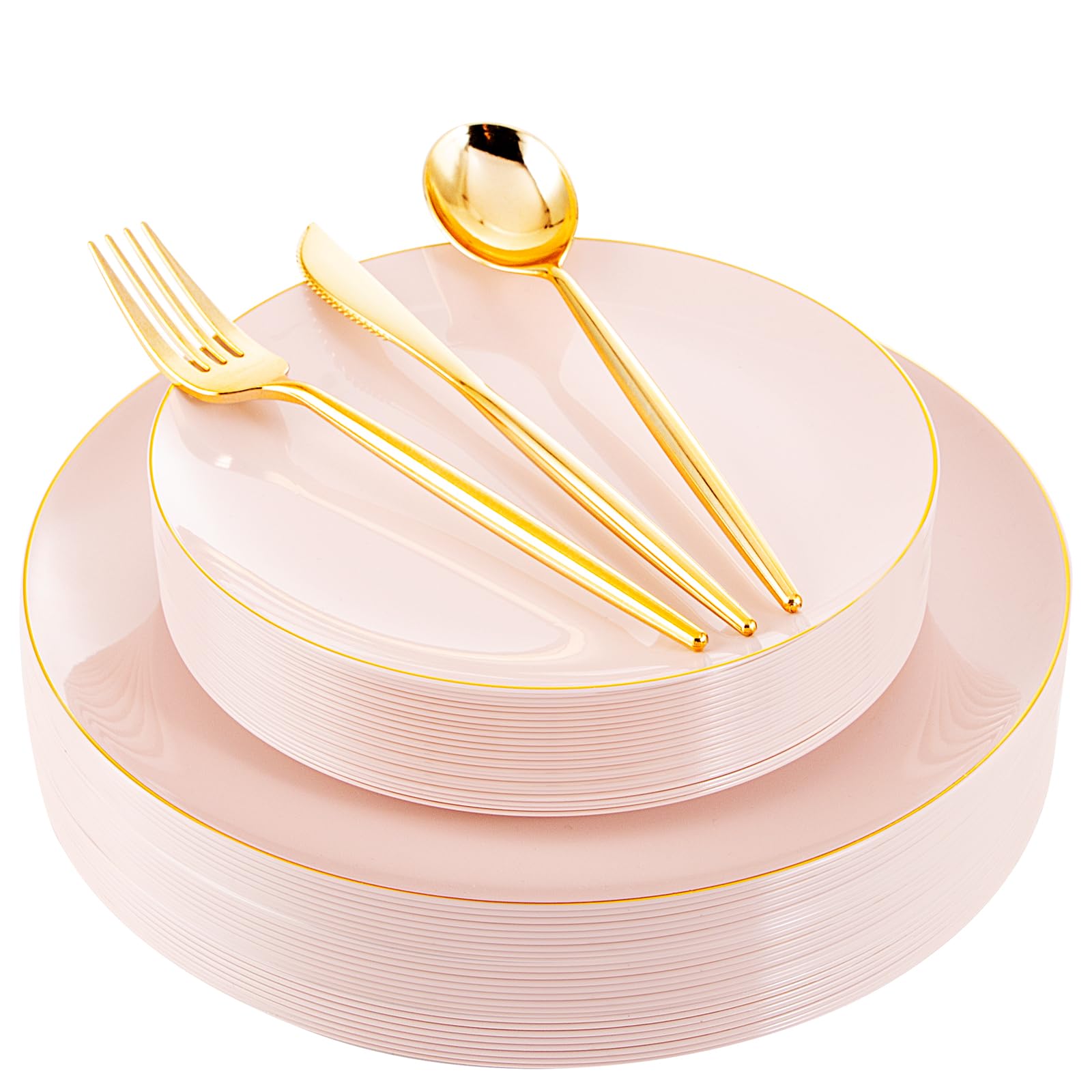 Disposable Plastic Plates Wholesale – Premium Gold Rim Party Tableware Set