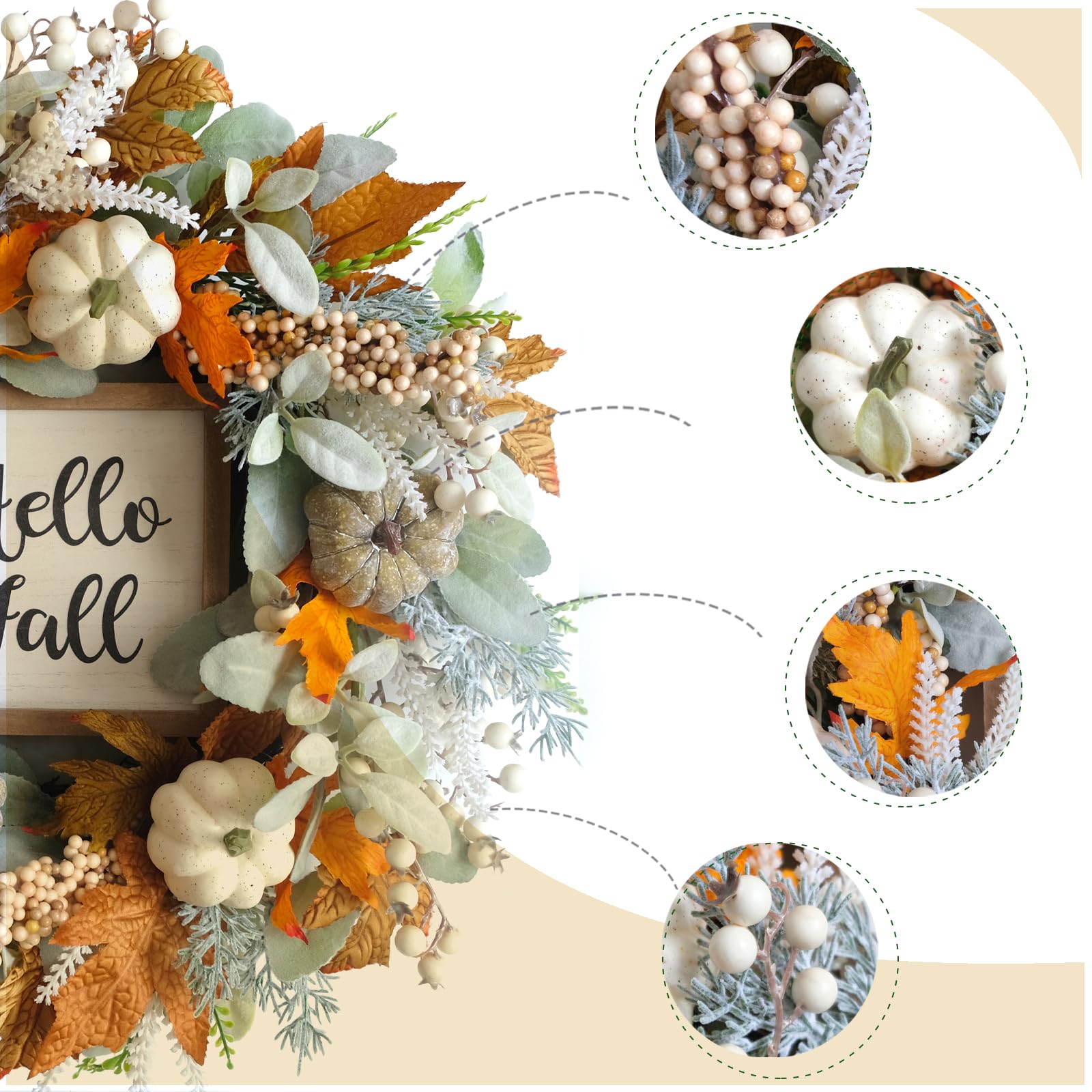 Custom Wreath Supplier - Thanksgiving Fall Wreath with Pumpkins & Eucalyptus - Image 6