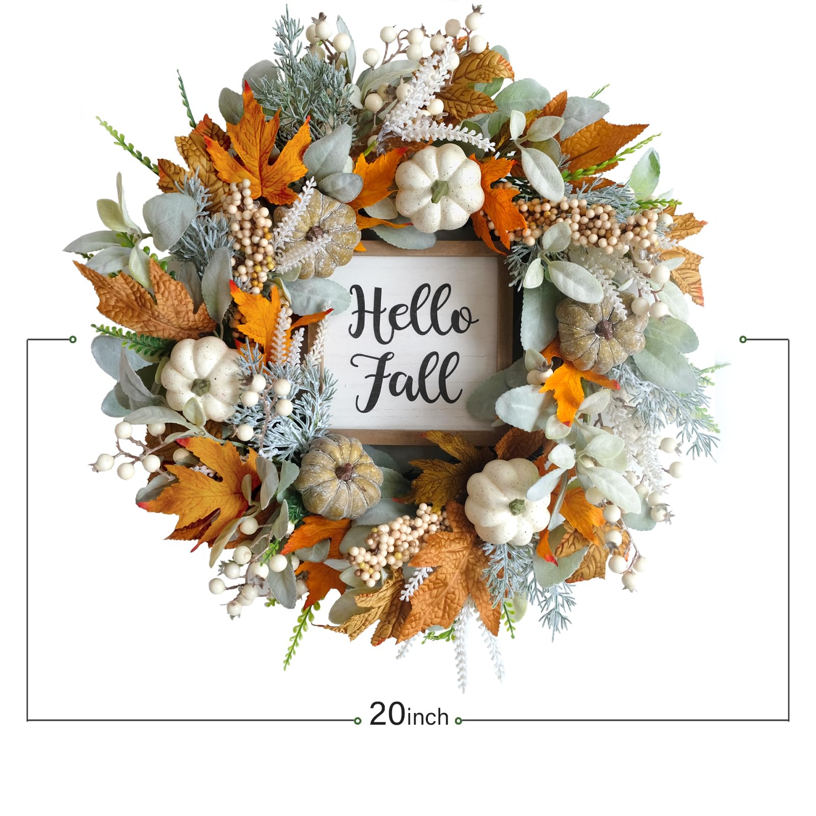 Custom Wreath Supplier - Thanksgiving Fall Wreath with Pumpkins & Eucalyptus - Image 5