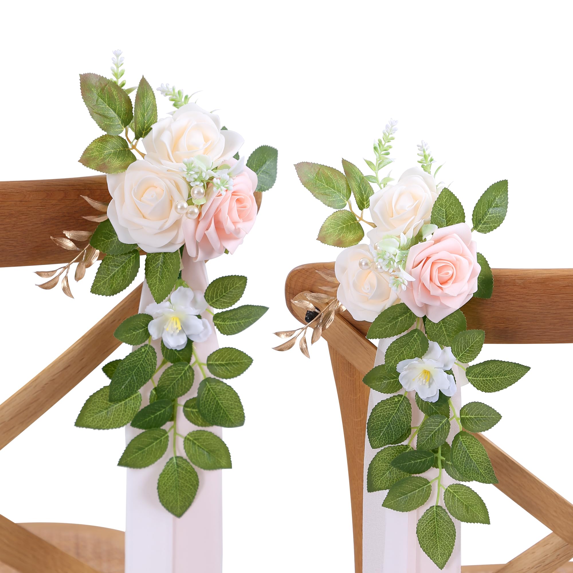Wedding Chair Decor Wholesale - Artificial Pew Flowers with Chiffon for Ceremony Aisle