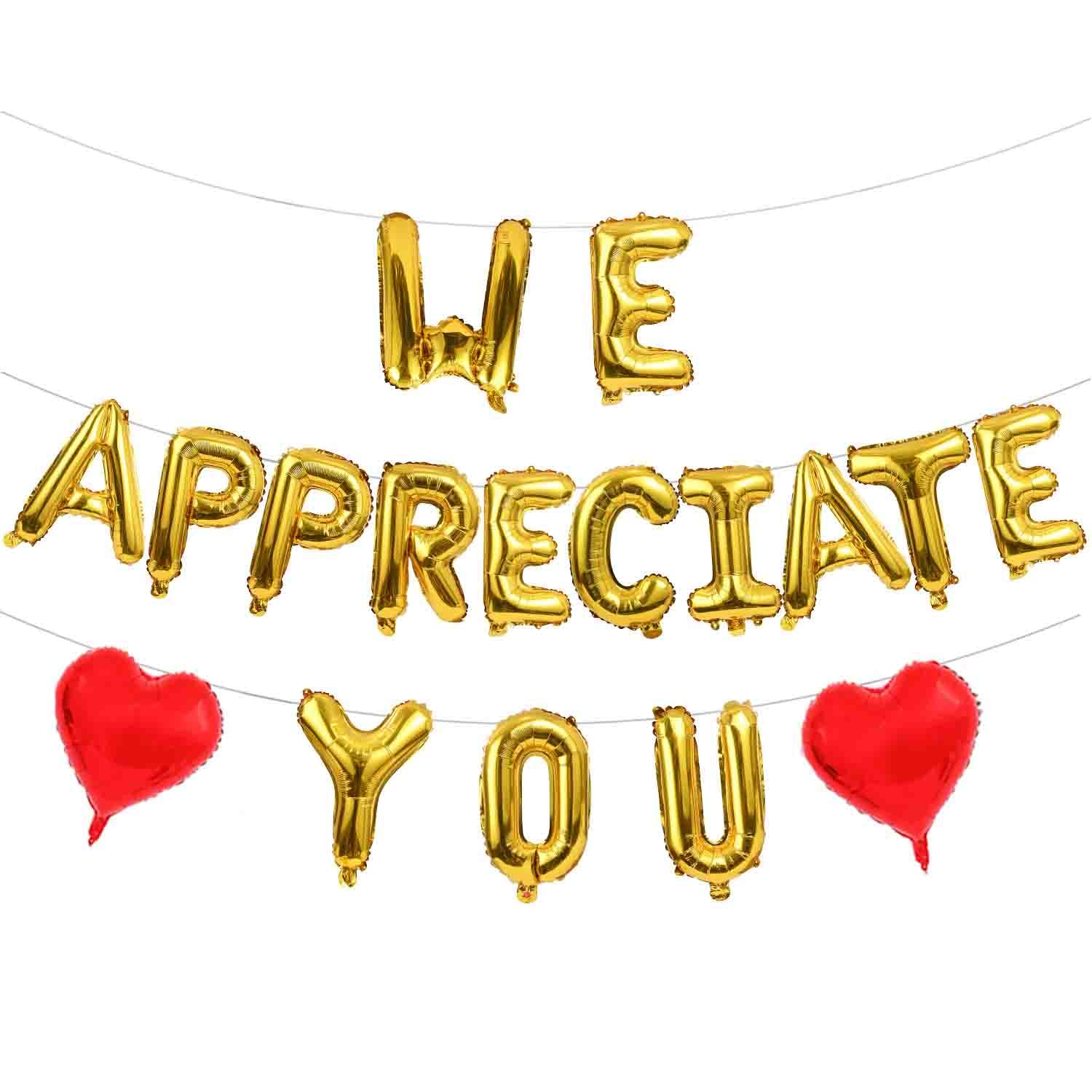 Custom Foil Balloons Manufacturer - We Appreciate You Thank You Letter Balloons