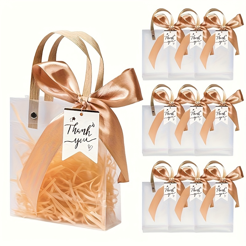 Wholesale Transparent Gift Bags - Premium Frosted Party Favor Bags with Golden Handle