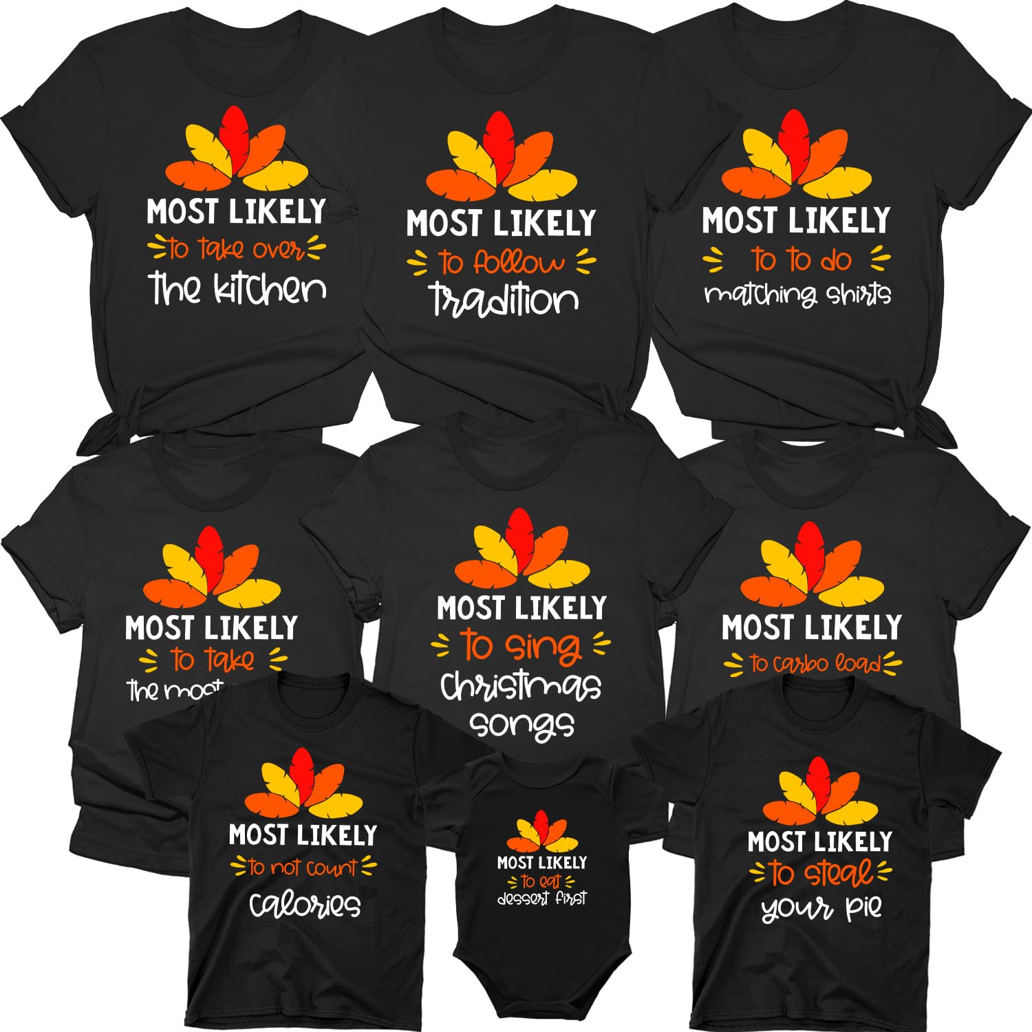 Wholesale Funny Matching Shirts - Thanksgiving Family Most Likely To Tees