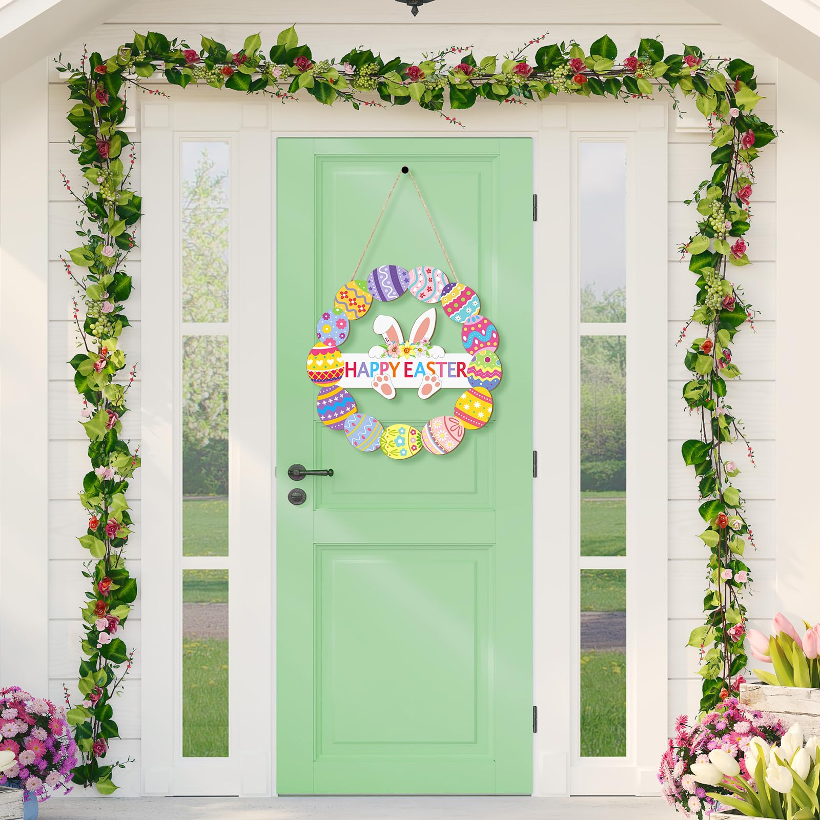 Wholesale Party Decor Factory - Wooden Easter Wreath Happy Easter Sign - Image 7