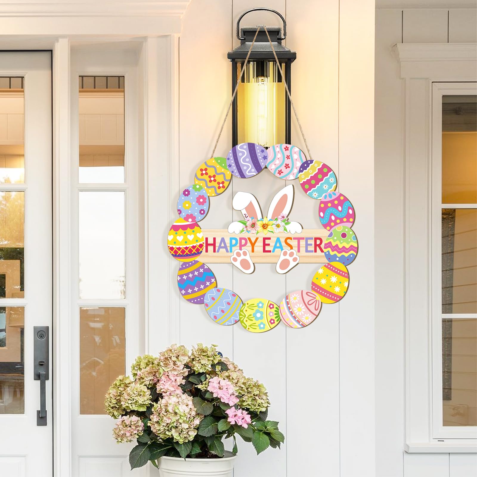 Wholesale Party Decor Factory - Wooden Easter Wreath Happy Easter Sign - Image 8