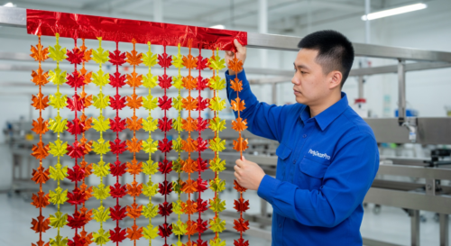 This is our adhesive application stage where technicians apply a uniform layer to the top edge of each completed panel, guaranteeing secure installation and high standards for wholesale reliability.