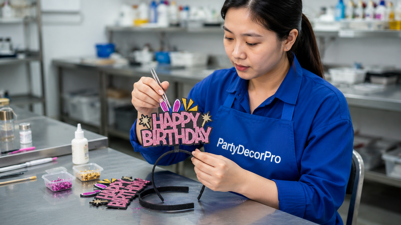 happy birthday headband Manufacturing Process 