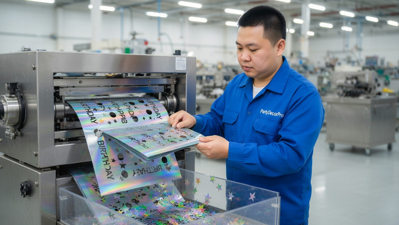 happy birthday with confetti Manufacturing Process