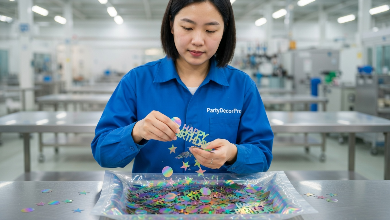 happy birthday with confetti Manufacturing Process