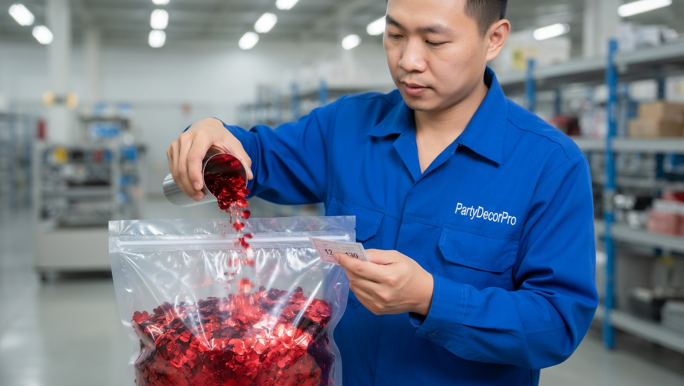 red confetti Manufacturing Process 