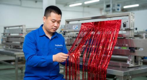 red fringe curtain Manufacturing Process 