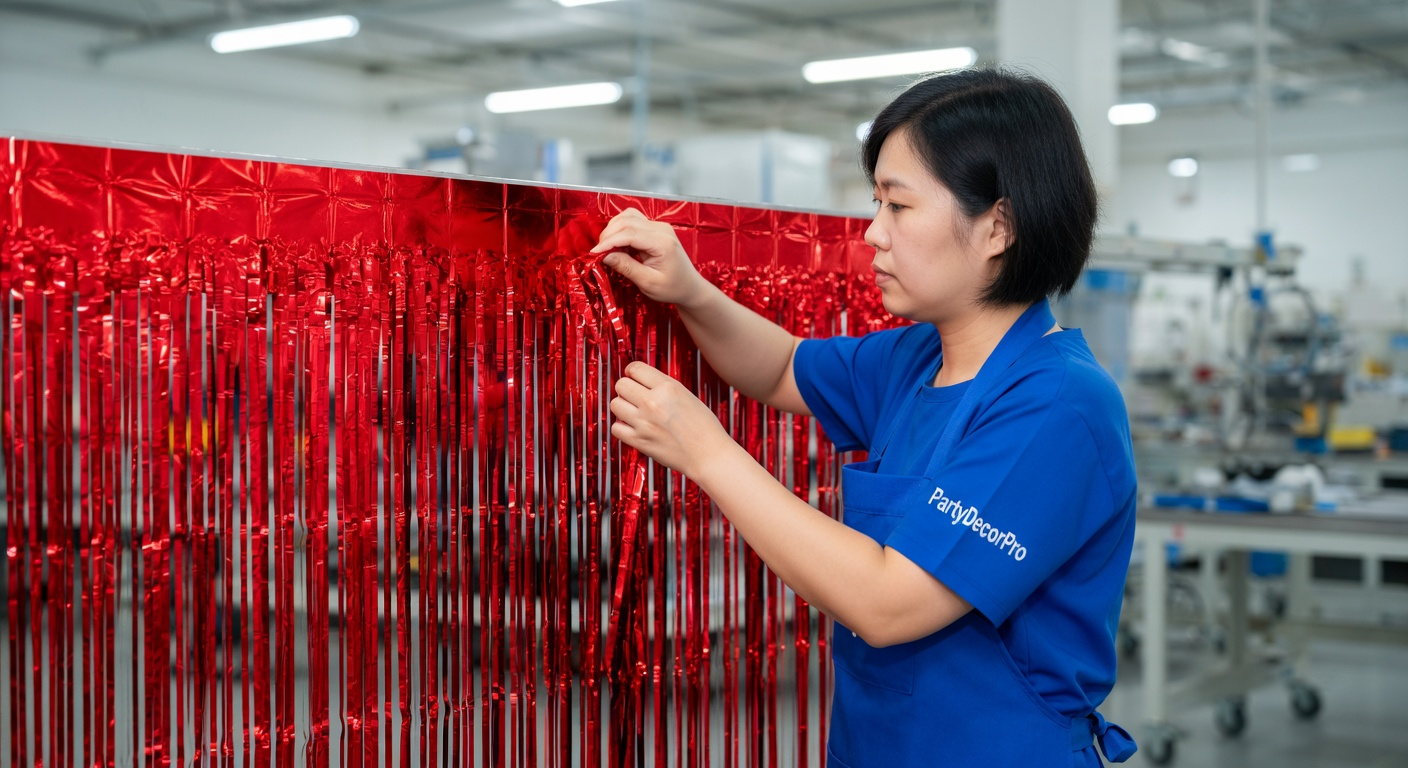 red fringe curtain Manufacturing Process 